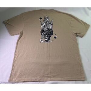 Thirty Single XL Tan Skeleton King of Spades Scythe Streetwear Goth Graphic Tee